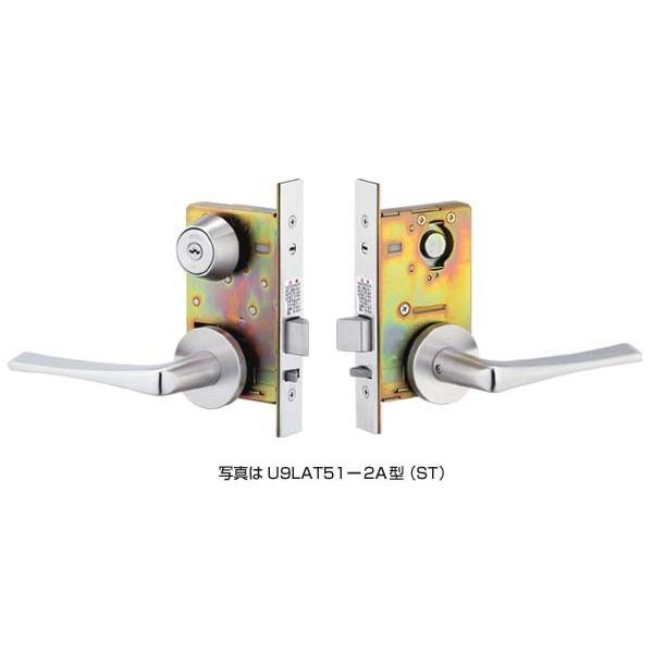 MIWA 美和ロック U9LAT51-2A　BS51/64mm　扉厚33～41mm　シルバー色（ST）レバーハンドル錠（自動施錠タイプ）【在庫品】