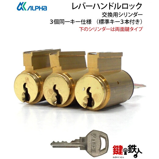 ALPHA(アルファ) 生き肝手持ち部分鍵を掛ける取替え用円柱３個区別不能足懸かり手合い下の円柱は両面鍵手合い■標準尺度足懸かり3本付き添い人■