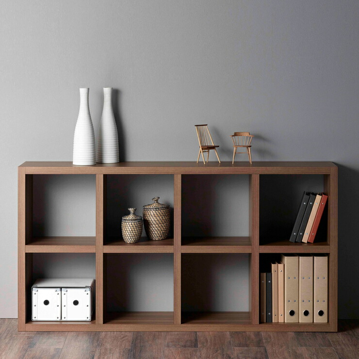 楽天市場】オープンシェルフ ウォールナット 完成品 ディスプレイ 2段