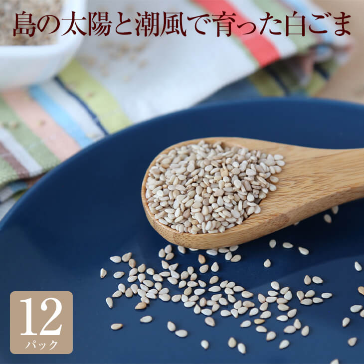 島の太陽と潮風で育った白ごま × 12セット ゴマ 白ゴマ 美容 健康 パック セット 国産 九州産 鹿児島産 プレゼント 贈答用 贈答品 贈り物 送料無料 喜界島薬草農園 タビグルメ