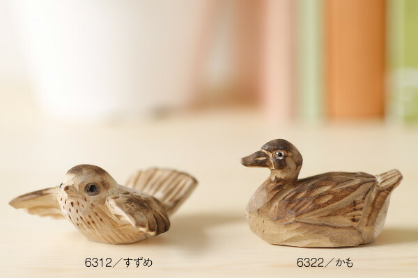 楽天市場】木彫り細工 すずめ かも※1点のみの価格です。6312 すずめ(約