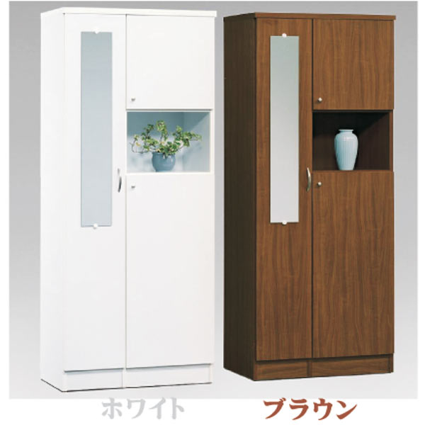 シューズボックス 下駄箱 おしゃれ オシャレ 玄関収納 靴箱 幅75cm ハイタイプ シューズケース 靴収納 北欧 シンプル モダン インテリア 選べる2色 ホワイト ブラウン 材質 プリント紙化粧板 大川家具 アウトレット価格並