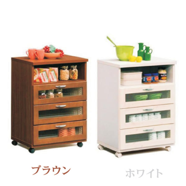 カウンター レンジ台 レンジボード キッチンカウンター おしゃれ オシャレ レンジラック ワゴン キッチン収納 収納家具 60幅 幅60cm 木製 キャスター付 北欧 シンプル モダン 木製 選べる2色 ホワイト ブラウン 素材 パイン材 アウトレット価格並｜大川家具松本