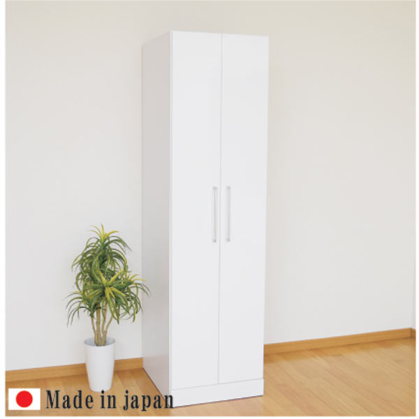 10%offクーポン配布中 ワードローブ 服吊り ロッカー クローゼット タンス 50幅 幅50cm おしゃれ オシャレ 洋服ダンス 整理たんす 収納力 衣類収納 2段服吊り 日本製 北欧 モダン 素材 エナメル塗装 カラー等 ホワイト 大川家具 アウトレット価格並