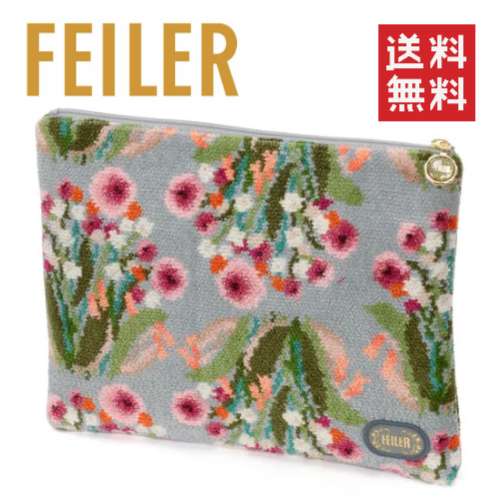 【ネコポスで送料無料】【正規品】FEILER ポンポネットローズ フラットポーチ（POR232013） /フェイラー/シュニール織/ポーチ/化粧ポーチ/小物入れ/収納