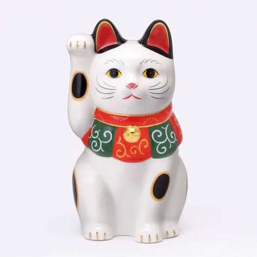 薬師窯 唐草招き猫 中 / 置物 招き猫 縁起物 縁起小物 開運 開運招福 幸せ招き 金運招き 開運招き 福招き 喜び招き 健康長寿 薬師窯 ねこ ねこ雑貨