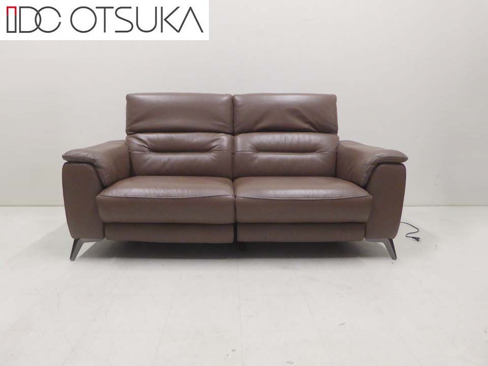 美品■IDC大塚家具■L/S relax42 本革なめし革 電動リクライニング 長いす 2人掛け長いす ソファ-インテリア・寝具・収納