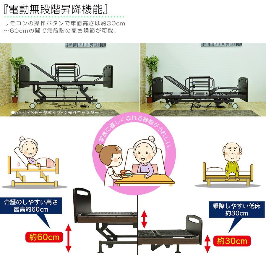 ベッド 電動ベッド 昇降ベッド 5年保証 リクライニングベッド 2モーター シングルベッド 介護 リモコン サイドガード付き 大人用 Mergertraininginstitute Com