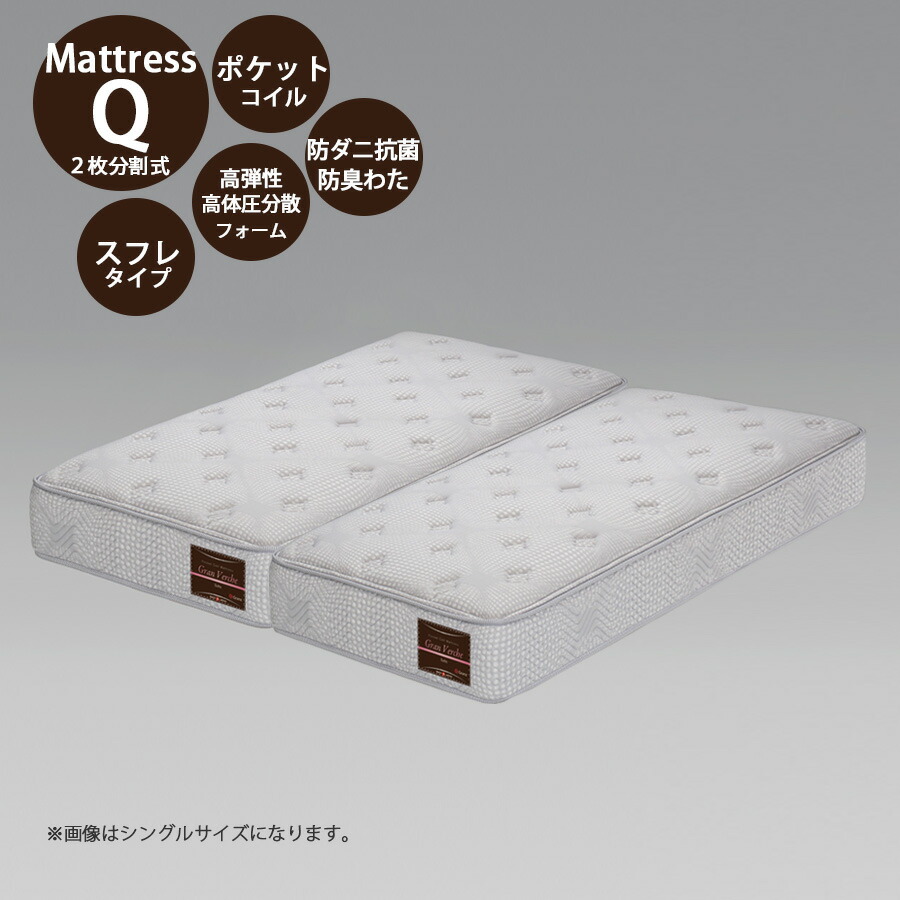 マットレス 国産 日本製 クイーン ポケットコイル 幅160cm マット ベッドマット 高さ27cm 防ダニ 抗菌 防臭わた ウレタンフォーム 荷重分散フォーム 安心の国産 グレー スフレタイプ 高弾性 高体圧分散フォーム