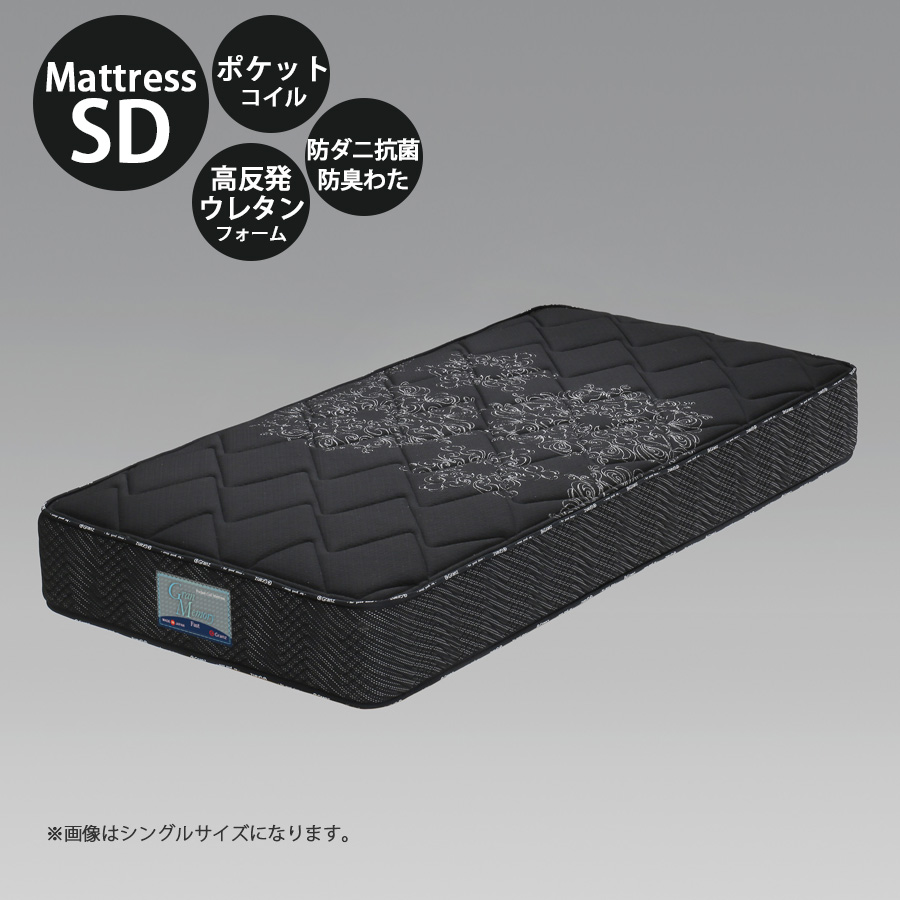 5%offクーポン配布中 マットレス 国産 日本製 セミダブル ポケットコイル 幅120cm マット ベッドマット 高さ25cm 防ダニ 抗菌 防臭わた ウレタンフォーム 安心の国産 ファストタイプ ブラック 高反発ウレタンフォーム