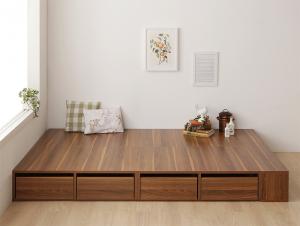 楽天市場】シェルフ棚・引出収納付きベッドとしても使えるフローリング