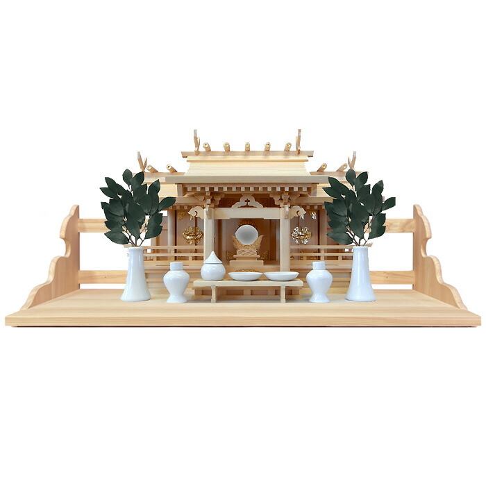 神棚板＆神棚書き割り 天翔1100奥ふかさ450/木曽桧 八幡からだ付き御嶽特大三社書き割り