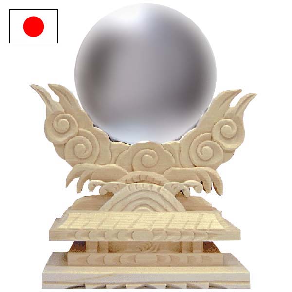 神鏡2寸 檜葉(ひば) 上彫り/日本製 本格的な神鏡\u003cBR\u003e 本鏡を当て嵌める 基礎は、ヒバ材