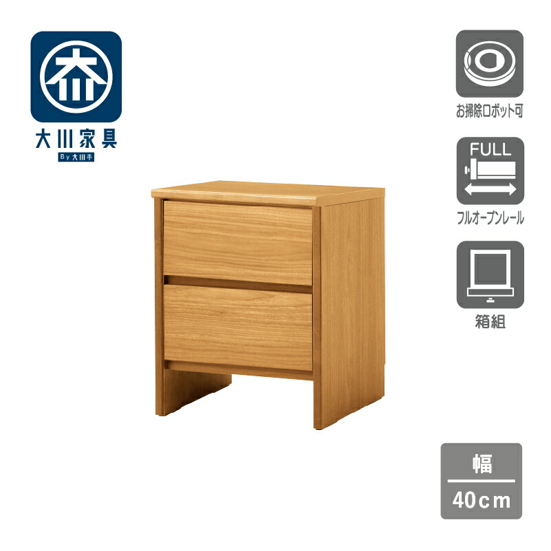 【4/15(水) 24H限定10%OFFクーポン】チェスト ローチェスト ミニチェスト 幅40 2段 完成品 衣類収納 整理タンス 箪笥 たんす 木製チェスト 衣類チェスト リビングチェスト ウッドチェスト コンパクト収納 引出 収納家具 国産 日本製 大川家具 リカ