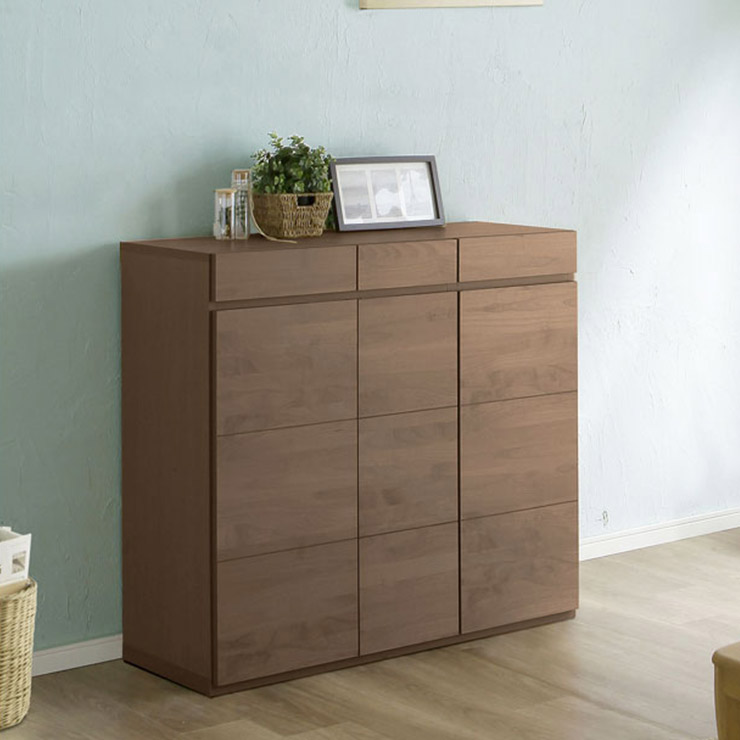 下駄箱 大川家具 シューズボックス 玄関収納 シューズラック 玄関 収納 靴箱 おしゃれ ロータイプ 幅104 耐震 木 北欧 北欧風 耐震ダボ ゴールド 104L 国産 日本製 完成品