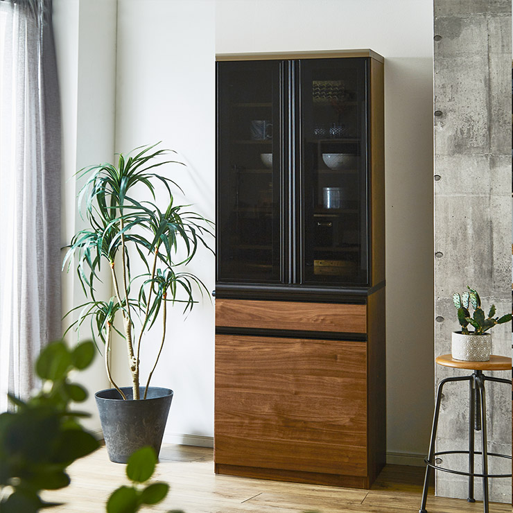 食器棚 完成品 大川家具 キッチンボード カップボード キッチン収納 ダイニングボード ダイニング シンプル おしゃれ ハイタイプ ダストボックス ゴミ箱 ごみ箱 ダストペール 幅60 モイス moiss 引き戸 収納 耐震 クロノス 60DB 輸入品 52,199円