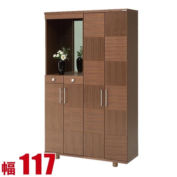 ★10%OFF★ 下駄箱 大川家具 シューズボックス リーフ ウォールナット 幅117cm 完成品 日本製 100,099円