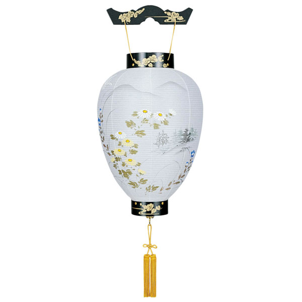 盆提灯 ちょうちん 壺型提灯「蒔絵絵入」 電池式 LED 8104-00-203AC｜家具のコンシェルジュ