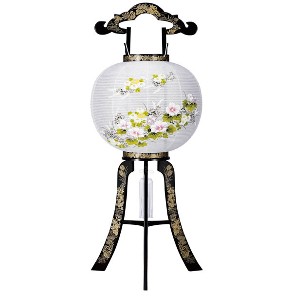 盆提灯 回転灯 廻転灯 11号 花印 蒔絵絵入 電気コード式 8607-11-714