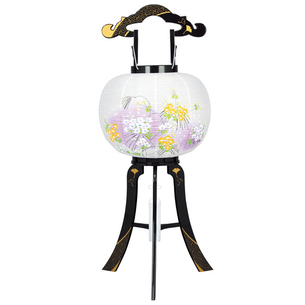 盆提灯 回転行灯 回転灯 廻転灯 11号 花印 綾型蒔絵絵入 電気コード式 8606-11-722