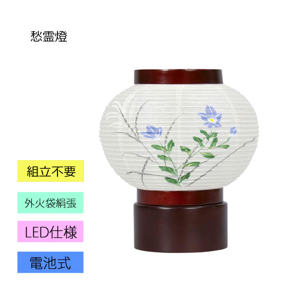盆提灯 創作提灯 ミニ行灯 シンシア 絹絵入 LED仕様 電池式 8720-04-497