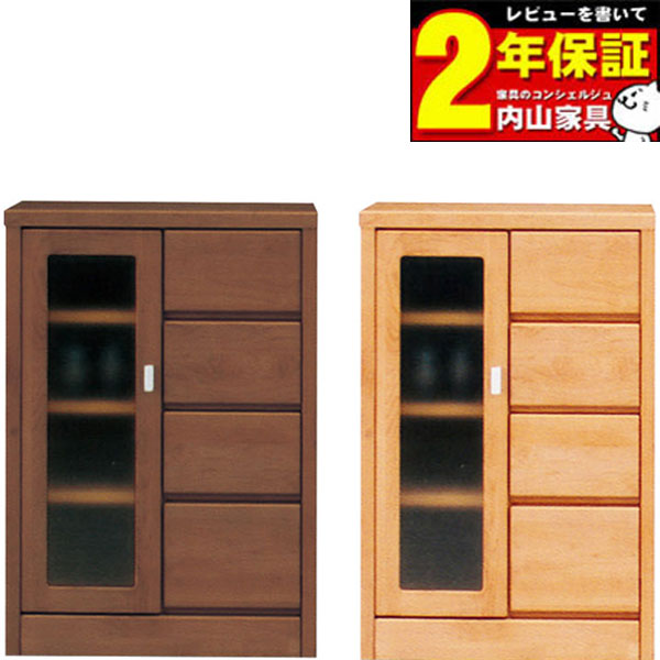 【7/25までポイント増量&クーポン】 サイドボード 飾り棚 キャビネット完成品 国産 ブラウン ナチュラル 60cm幅「ティアラ3」送料無料 玄関渡し ｜家具のコンシェルジュ