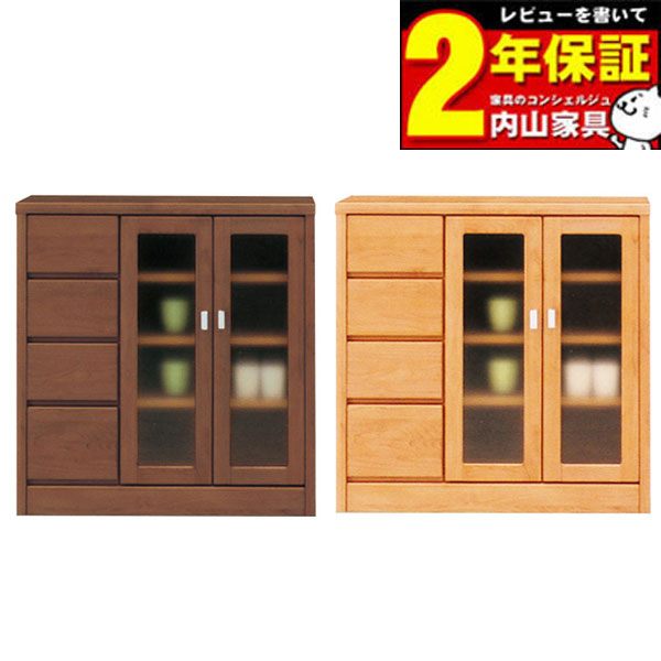 【7/25までポイント増量&クーポン】 サイドボード 飾り棚 キャビネット 完成品国産 ブラウン ナチュラル 90cm幅 「ティアラ3」送料無料 玄関渡し｜家具のコンシェルジュ