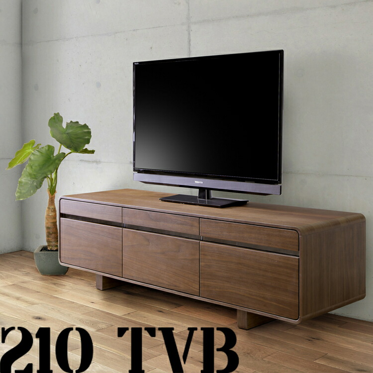 【お買い物マラソン】北欧モダン210TVボード ローボード ノルディックスタイル ウォールナット/オーク突板 角無し 収納引き出し 天然木 フルオープンレール ナチュラル　ODV