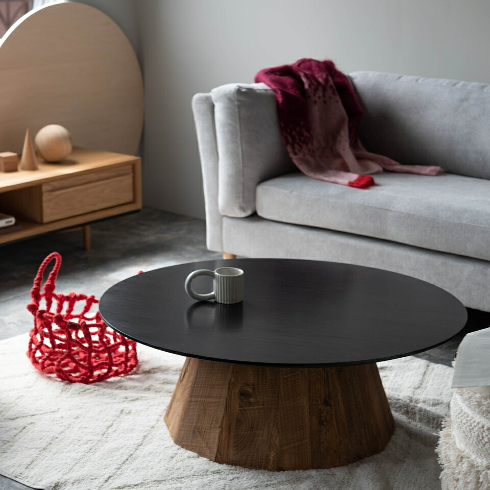 楽天市場】ラウンドテーブルL オーク 美しい 木目 塗装 黒い パイン