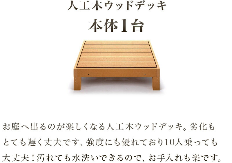 チーク材の木目を再現した高級感のある人工木デッキ ウッドデッキ 人工木 Diy ウッドデッキ ガーデンファニチャー キット 腐りにくい 頑丈 丈夫 お手入れが楽 ウッドデッキ メンテナンス 水洗い可能 Avd ウッドデッキ 人工木ウッドデッキ 本体1台 幅90cm ブラウン