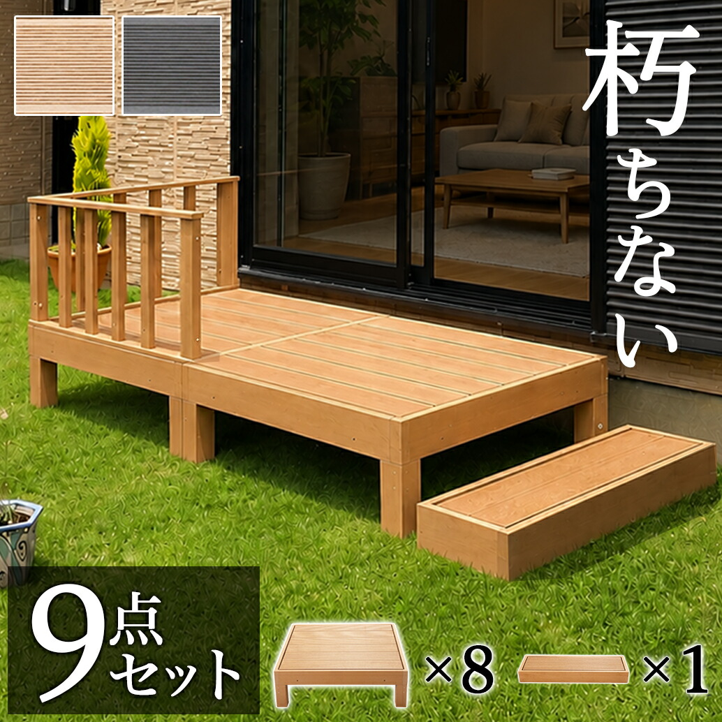 最大限度3000円OFFクーポン券別れ別れ中 06/14(日)00:00～ 長椅子 木材甲板 人工木 9点仕掛ける 4帖 2坪 踏み台付き添い人 人工白木 足取り 上がり段 脂 軽銀 ダイアログボックス 置くだけ 大型 赤銅色 回廊 腐りにくい 幅 360糎 幅270糎 幅180糎 牢固たる 思わしい 人工木長椅子 中庭 甲板