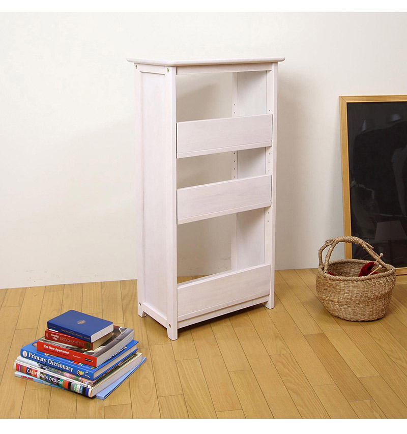 ブックシェルフ 幅50 ホワイトウォッシュ 白 木製 本棚 リビング収納 50cm幅 北欧 ナチュラル 可愛い フレンチ カントリー調 ガーリー 書棚 シェルフ 漫画 ブックラック おしゃれ シンプル Lunarhomesdurgapur Com
