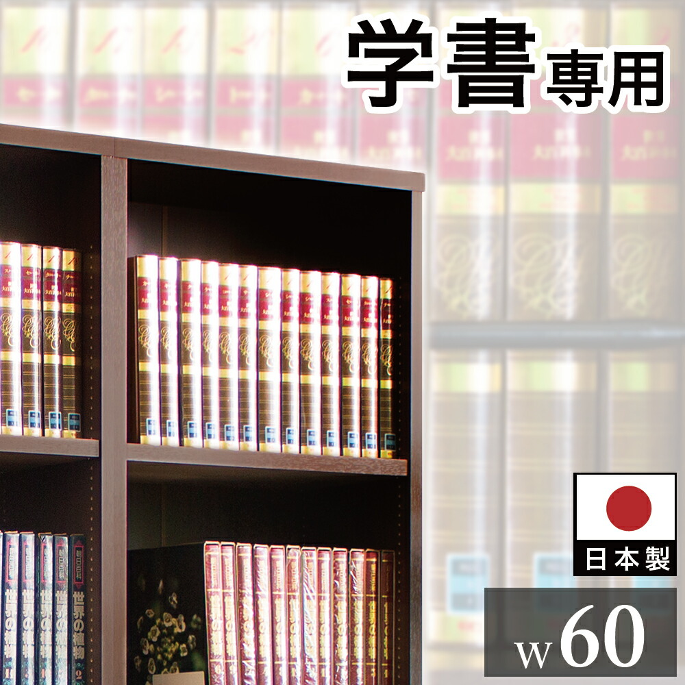 本棚 書棚 強化書棚 幅60 シック ダークブラウン 木製 板厚2.5cm 頑丈 辞書 辞典 図鑑 専門書 重い書籍 雑誌 書類 大量 保管 整理  たわまない 丈夫 強い 応接室 社長室 書斎 映える カッコいい 送料無料 本棚 大容量 | 家具ドキッ！