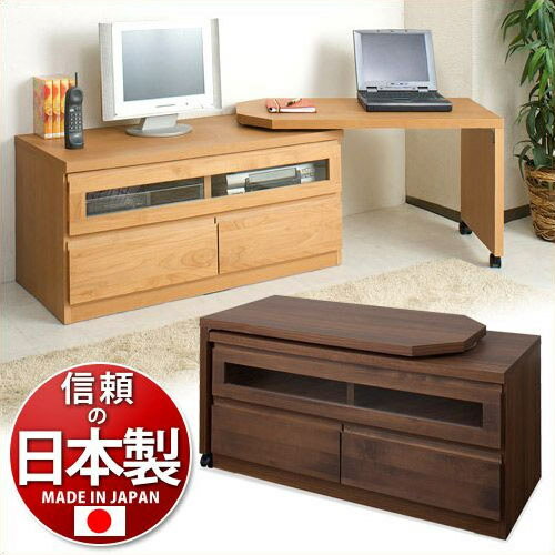 500円OFFクーポン配布中 04/04(土)20:00～ テレビ台 コーナー 幅107から166cm 木製 ブラウン ナチュラル 日本製 ローボード 回転 伸縮テレビ台 おしゃれ W100 TV台 フラットデザイン 32型 37v用 天然木 完成品 テレビボード 国産 101cm アルダー材 北欧