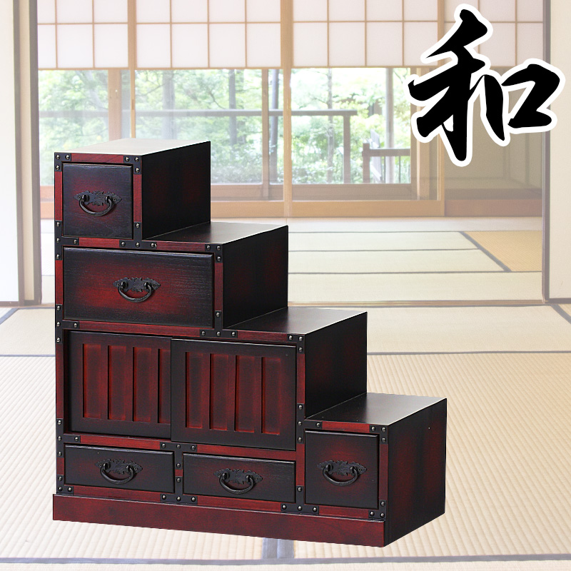 丸金具 時代箪笥 2段 タンス 収納 古家具 古民家 時代家具 - チェスト