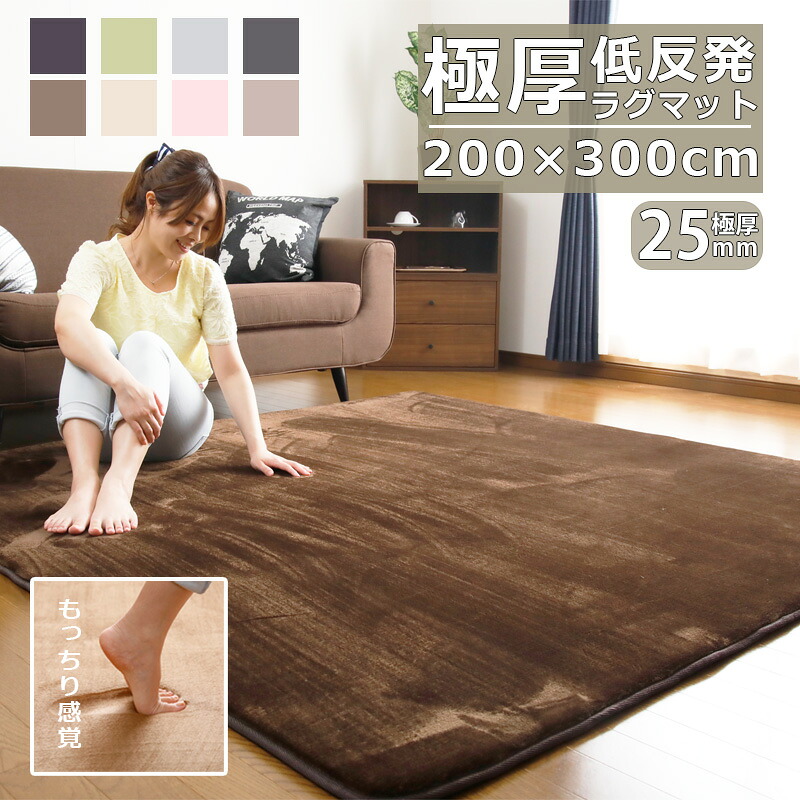 ラグ 低反発 極厚25mm 200×300cm 厚手 滑り止め ラグマット カーペット ホットカーペット対応 リビング オールシーズン 北欧 モダン 防音マット 厚め 長方形 1人暮らし 家族 新生活|Y’m style (ワイムスタイル)