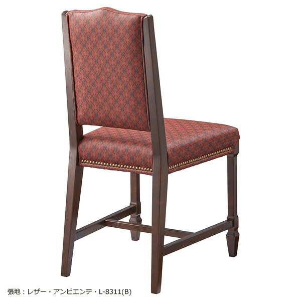 業務用　WOODENシリーズ　チェア　ダイニングチェア　アスコット4型　座側面：鋲打ち仕上げ　ダークブラウン　天然木ゴム材 【表示価格は張地Aランク】