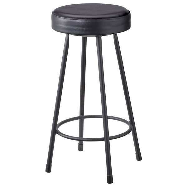 *業務用 STEEL BARSTOOLシリーズ スツール ラウンドスツール C-602B スチール 粉体塗装 ブラック レザーブラック レザーツートン 座高615mm 脚はお客様にて取り付け 既製品 別張品|癒しの空間 家具や姫