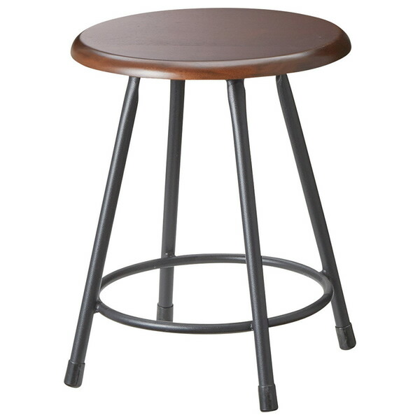 *業務用　STEEL BARSTOOLシリーズ　スツール　ラウンドスツール　C-603A　スチール　粉体塗装　ブラック　天然木ゴム集成材　アルダー　ダークブラウン　座高415mm　脚はお客様にて取り付け　既製品