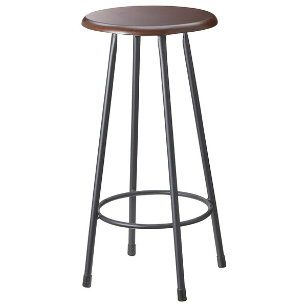 *業務用　STEEL BARSTOOLシリーズ　スツール　ラウンドスツール　C-603C　スチール　粉体塗装　ブラック　天然木ゴム集成材　アルダー　ダークブラウン　座高665mm　脚はお客様にて取り付け　既製品
