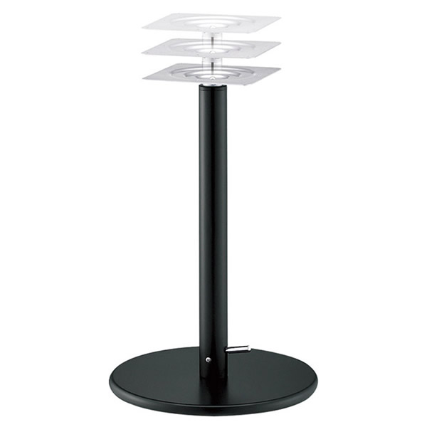 *業務用TABLE LEGシリーズ　GBR-1　スチール丸ベース・黒塗装・シルバー塗装ポール60.5φ・天受240ロ　機能：ガス昇降式・H680～930mm（無段階調整）