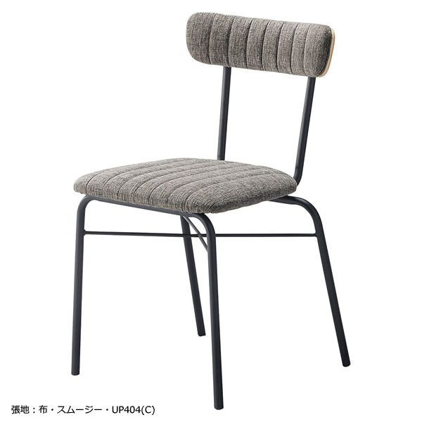 業務用　STEELシリーズ　チェア　ダイニングチェア　キルトペドロ　オーク突板成形合板　背・座表：キルト仕上げ　スチールφ　ブラック　粉体塗装　別張品 【表示価格は張地Aランク】