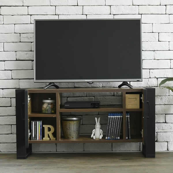 \u003cbr /\u003eテレビ受像機台 32型 相応う ヴィンテージ 風 幅 90糎 ブルックリン インダストリアル アイアン リコーダー納める 木製 脚付き添い人 扉付き添い人 棚付き添い人 高だか生活様式 パウダーコンパクト インテリア・寝具・収納-テレビ台・ローボード-収納家具