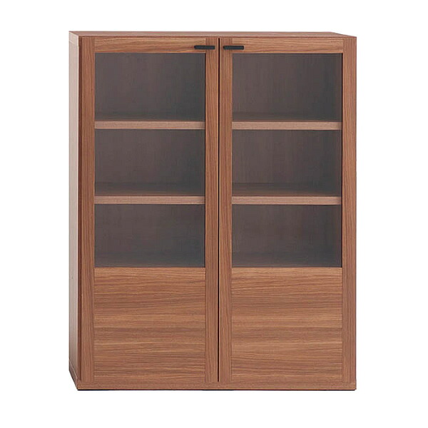 【LIVING SHELF　リビングシェルフ　90cm幅】2色から選択！　組換え自在のシステムファニチャー！　棚ガラス板戸　ガラスキャビネット　GFD-90/リアルウォールナット　GFS-90/ホワイトウッド　日本製　完成品