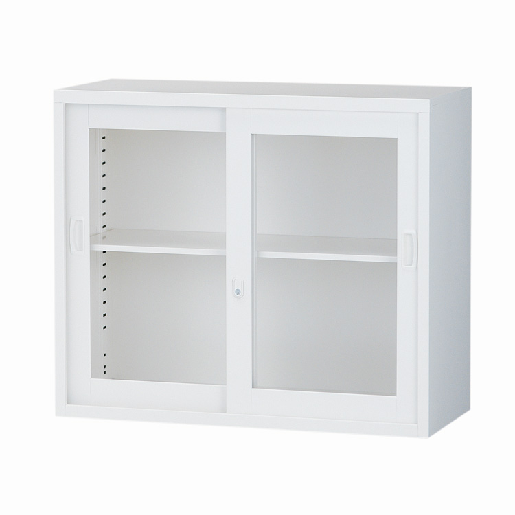 ガラス引き違い書庫 ガラス戸 2段書庫 A4対応 完成品 W880xD380xH750 ALZ-G32 新品 オフィス家具 上置き 鍵付