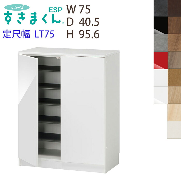 【送料無料】 シューズすきまくん 定尺幅 台輪タイプ ESP-LT75 開き扉 幅75cm 奥行40.5cm 高さ95.7cm 玄関収納 下駄箱 玄関 エントランス 収納 ※オーダー品のためキャンセル不可