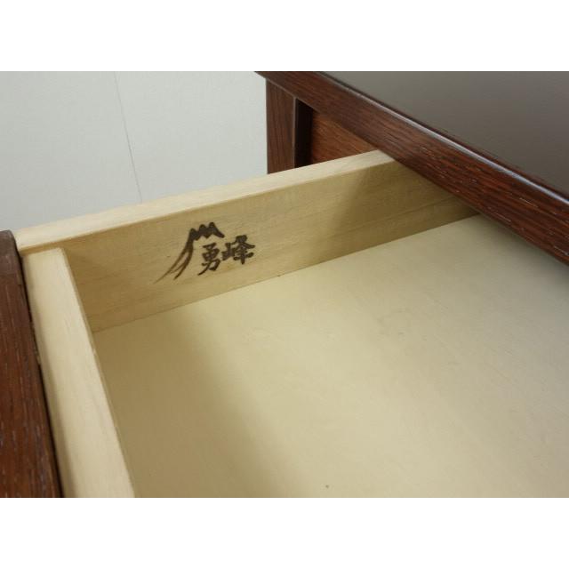 北海道手作り家具 ナラ（楢）材 デスク９００ 引出（ＤＵＸ）彫刻入 勇