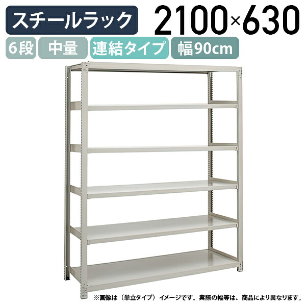 送料無料】【法人宛限定】【※連結タイプ※】6段中量スチールラック 連結