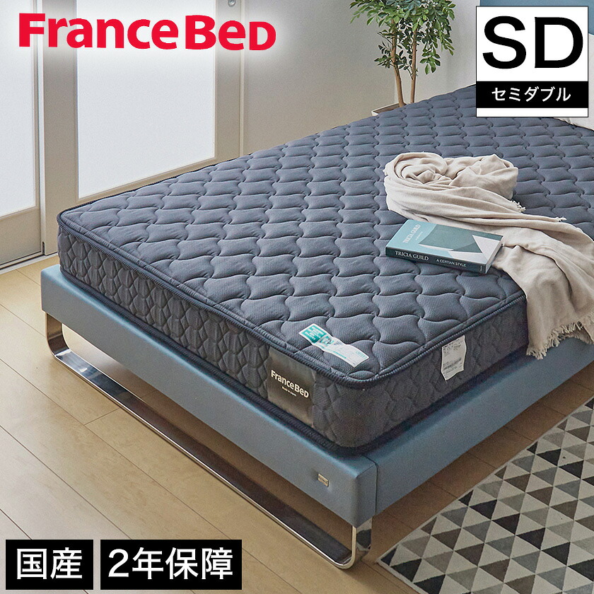 フランスベッド マットレス セミダブル 2年保証 寝返りしやすい 通気性良い 防ダニ 抗菌 防臭 ツインサポート 高密度連続スプリングマットレス TW-010α セミダブルサイズ 日本製