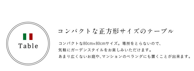 ガーデンテーブル3点セットSTERA(ステラ)肘有り